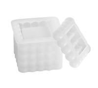 Bubble Candle Mold, 3d Silicone Cube, Square Resin Plaster Storage Box Reusable Diy Craft Tool, for Gypsum Epoxy Resin Candle Making Home Decor Handmade Gift Project Kit 3.54x3.54x2.6 inches