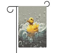 Bubble Duck Bandiera da giardino Casa Prato Cartello di Benvenuto Banner Doppio Lato Piccole Bandiere Personalizzate per Piscina Cortile Decorazione da Parete Casa Esterna 32 x 47 cm