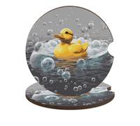 Bubble Duck - Confezione da 2 sottobicchieri universali antiscivolo con base in sughero e tacca per le dita, accessori per auto per donne e uomini