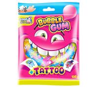 Bubble Gum & Tatuaggi, 125 g, gomme da masticare confezionate singolarmente con adesivi per tatuaggi