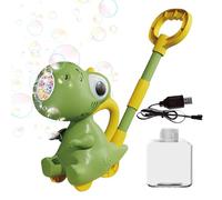 Bubble Lawn Mower, Dinosaur Bubble Blower - Blower di bolla automatico con luce a LED,10 buche, dinosauro spingi giocattoli nel cortile, intrattenimento all'aperto per bambini