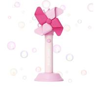 Bubble Machine, Electric Toy with Music and Light, 3 Gears Interactive Glow Windmill Bubbles Maker for Kids, Fun Backyard Garden Party, Birthday, Easter, Orange, Pink