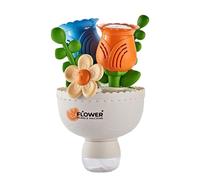 Bubble Machine for Kids, Flower Bouquet Bubble Maker, ABS Interactive Outdoor Toy, Battery Operated Bubble Blower, Colorful LED Lights, Backyard with Bubble Solution, 13.5x13.5x23cm