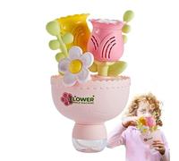 Bubble Machine for Kids, Flower Bouquet Bubbles Maker Toy with Colorful Lights, Battery Operated Play Set with Bubble Solution for Yard, Backyard, Games, Parties, 5.31x5.31 Inches