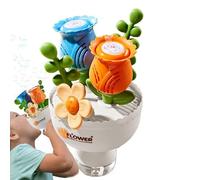 Bubble Machine Kids, Flower Bouquet Bubble Maker Interactive Toys, Battery Operated Play Set with Solution and Colorful Lights for Outdoor Yard Backyard Fun, 13.5x13.5x23cm