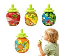 Bubble Makers - Divertenti giocattoli estivi a prova di fuoriuscite in 4 pezzi | Bottiglie di frutta a bolle senza spruzzi | Soffiatori per bambini all'aperto per ragazzi e ragazze, piscina, spiaggia,