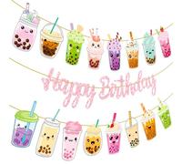 Bubble Milk Tea - Festone per festa di compleanno, colore: rosa