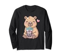 Bubble Milk Tea Kawaii Boba Tea Capybara Design carino Maglia a Manica