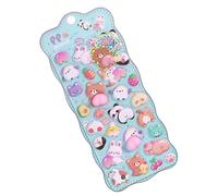 Bubble Stickers, Cute Pvc for Kids, Funny Reusable Set with Rabbit Bear, Adorable Design Style, Easy Peel Feature, Craft Tool, Decorative Accessory for Notebook Bottle Journal 3.94x9.25 Inches