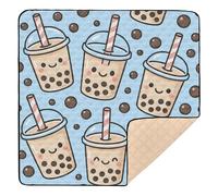 Bubble Tea Buddies - Tappetino morbido e spesso per attività sportive per bambini, per interni ed esterni, comodo, per la pancia, 127 x 127 cm