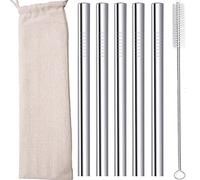 Bubble Tea Cannucce Inox riutilizzabili metallo Boba Smoothie perla di tapioca Tè al latte Milkshake Paglia da tè a bolle 12 mm di larghezza 0,5" con sacchetto pennello 5pcs