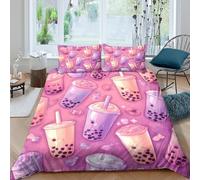 Bubble tea cupsSet Di Copripiumino ultra Set di 3 Pezzi stampa 3D con cerniera kawaii cute style copripiumino incluso federe aiosa ultra morbido e traspirante for bambini Super king（260x220cm）