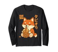 Bubble Tea Fox Boba Kawaii Tapioka Anime Cute Maglia a Manica