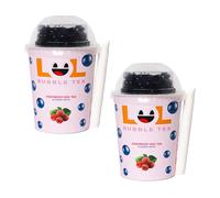 Bubble Tea Lampone con Perline Gusto Mirtillo 2 Bicchieri da 275ml