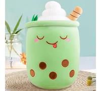 Bubble Tea Peluche, Peluche Boba Tea Morbido, Cuscino Abbraccio a Forma di Bubble Tea, Regalo Compleanno per Bambini e Ragazze 24cm (Verde)