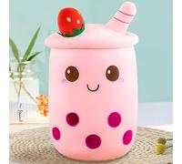 Bubble Tea Peluche, Peluche Boba Tea Morbido, Cuscino Abbraccio a Forma di Bubble Tea, Regalo Compleanno per Bambini e Ragazze 35cm (Rosa)