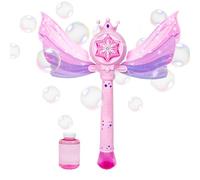 Bubble Wand Machine, Wings Design Bubble Stick, Automatic Foam Maker for Party Use, Musical Glow Toy, Batteria Operated Outdoor Gift Christmas Garden Birthday Indoor Backyard Pool Holiday, 17,5