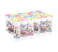 Bubble World Bolle di Sapone Disney Multiproperty Set 24 Pz Shrink da 60ml. Regalini Festa Compleanno Bambini Gadget Invitati. Liquido con Gioco Labirinto sul Tappo. Gadget compleanno Made in Italy