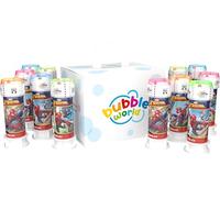 Bubble World - Bolle di sapone SPIDER-MAN per bambini - Party Pack confezione 12 pz da 60 ml - Gadget compleanno a tema Supereroi - Made in Italy