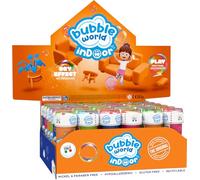 Bubble World Indoor Bolle di Sapone che Non Bagnano e Non Lasciano Residui Box 36 Pezzi x 60ml Liquido Ipoallergenico per Gioco in Casa Ideale Feste Compleanno Bambini Senza Macchie Made in Italy