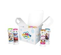 Bubble World - Party Pack Mix Personaggi: Cars, Frozen, Mickey, Minnie - 12 tubetti di bolle - 60ml - Tubetti monocolore e soffiatore integrato - Ottimo per le feste a tema dei bambini - Made in Italy