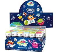Bubble World Space Bolle di Sapone 36 Pezzi 60ml Regalini Fine Festa Compleanno Bambini Gadget Invitati. Liquido con Gioco Labirinto sul Tappo. Gadget compleanno Made in Italy