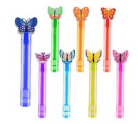 Bubbles Party Favors, 8 Pack Cartoon Butterfly Bubble Sticks, Colorful Puff Tubes for Kids, Fun Photo Props and Prizes, Ideal to Birthday, Wedding, Graduation, & Bath Time Play