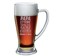 bubbleshirt Boccale Birra Papà Personalizzato Festa del Papà Il primo eroe di un figlio, il primo amore di una figlia ca 38 cl
