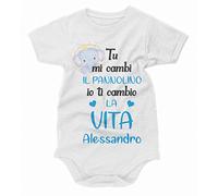 bubbleshirt Body divertente neonato Personalizzabile maschietto Tu mi cambi il pannolino, io ti cambio la vita - taglie da 0 a 24 mesi