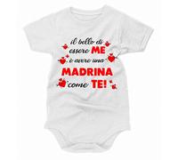 bubbleshirt Body Neonato Divertente Il Bello di Essere Me è Avere Una Madrina Come Te! - Idea Regalo Bodino Divertente per Uso diurno