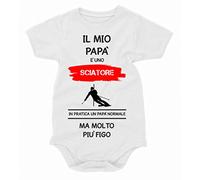 bubbleshirt Body Neonato Divertente Il Mio papà è Uno sciatore - Idea Regalo Bodino Divertente per Uso diurno