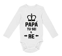 bubbleshirt Body Neonato Manica Lunga Divertente papà tu Sei Il re - Taglie 0-24 Mesi Bodino Divertente per Uso diurno