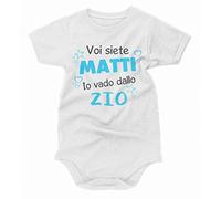 bubbleshirt Body Neonato Maschietto Voi Siete matti io vado dallo Zio - Simpatici e Divertenti Idea Regalo Bodino Divertente per Uso diurno
