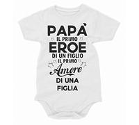 bubbleshirt Body Neonato papà - Il Primo Eroe di Un Figlio Amore Una Figlia Idea Regalo Divertente Bodino Divertente per Uso diurno