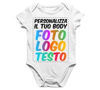 bubbleshirt Body Neonato Personalizzato con Nome, Frasi o Logo - Bodino Divertente 100% Cotone per Bimbo e Bimba - Idea Regalo Nascita, Battesimo e Uso Diurno