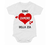 bubbleshirt Body Neonato Sono l' Amore della Zia - Simpatici e Divertenti Idea Regalo Bodino Divertente per Uso diurno