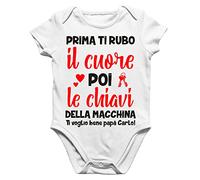 bubbleshirt Body Papà PERSONALIZZABILE Neonato Prima ti rubo il cuore, poi le chiavi della macchina Regalo Papà