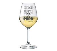 bubbleshirt Calice Vino Personalizzato con Nome e Anno Incisione Festa del papà - Il miglior papà dal - Idea Regalo - Bicchiere in Vetro Chiaro, 500ml