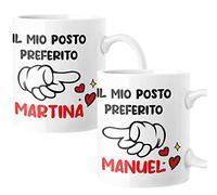 bubbleshirt Coppia Tazze SanValentino Personalizzabili con Nome Il Mio Posto Preferito Love Idea Regalo Mug 11oz