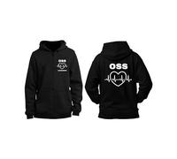bubbleshirt Felpa Personalizzabile OSS Unisex Operatore Socio Sanitario Cuore Battiti con Nome con Zip Nera Modello 6 - Taglia XXL