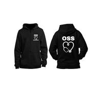 bubbleshirt Felpa Personalizzata OSS - Giacca Unisex Operatore Socio Sanitario con Nome e Zip Integrale, Nera - Idea Regalo Professionale, Taglie dalla S alla XXL