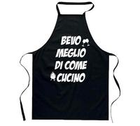 bubbleshirt Grembiule da Cucina Divertente Bevo Meglio Di Come Cucino - Uomo e Donna - in Poliestere - Idea Regalo Ironica per Amanti del Vino, Birra e Fornelli