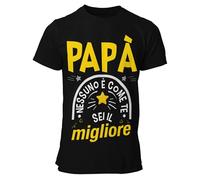 bubbleshirt Maglietta papà Nessuno è Come Te, Sei Il Migliore - Idea Regalo per Festa del papà e Compleanno - T-Shirt Uomo 100% Cotone, Nera
