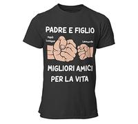 bubbleshirt Maglietta papà T-Shirt Personalizzata con Nome Padre e Figlio Migliori Amici per la Vita Idea Regalo Festa del papà Compleanno