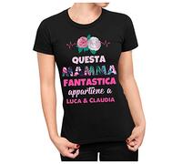 bubbleshirt Maglietta Regalo Personalizzabile Mamma Festa della Mamma Questa Mamma Fantastica appartiene a [personalizza Il Nome o i Nomi dei Figli] Idea Regalo Divertente