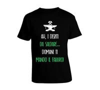 bubbleshirt T-Shirt Divertente Frasi Citazioni Famose - Domani Ti Mando Il fabbro - Idea Regalo Maglietta Manica Corta Nera Taglia M