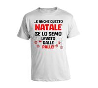bubbleshirt T-Shirt Divertente Frasi Citazioni Famose - E Anche Questo Natale... - Idea Regalo Maglietta Manica Corta Bianca Taglia M