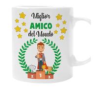 bubbleshirt Tazza Amico Il Miglior Amico del Mondo - Idea Regalo Originale e Divertente per Compleanni e Feste, Mug Ceramica, capacità 11 oz (circa 325 ml)