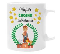 bubbleshirt Tazza Cugino Il Miglior Cugino del Mondo - Idea Regalo Originale per Parenti e Compleanni, Mug Ceramica, capacità 11 oz (circa 325 ml)