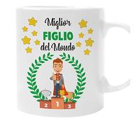 bubbleshirt Tazza Figlio Il Miglior Figlio del Mondo - Idea Regalo Originale e Divertente per Compleanni e Feste, Mug Ceramica, capacità 11 oz (circa 325 ml)